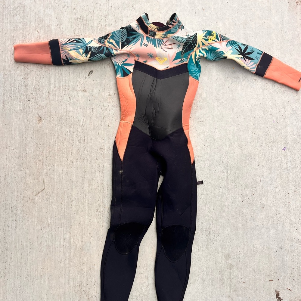 Roxy Kids Swim Rashguard - Black, Peach, and Green